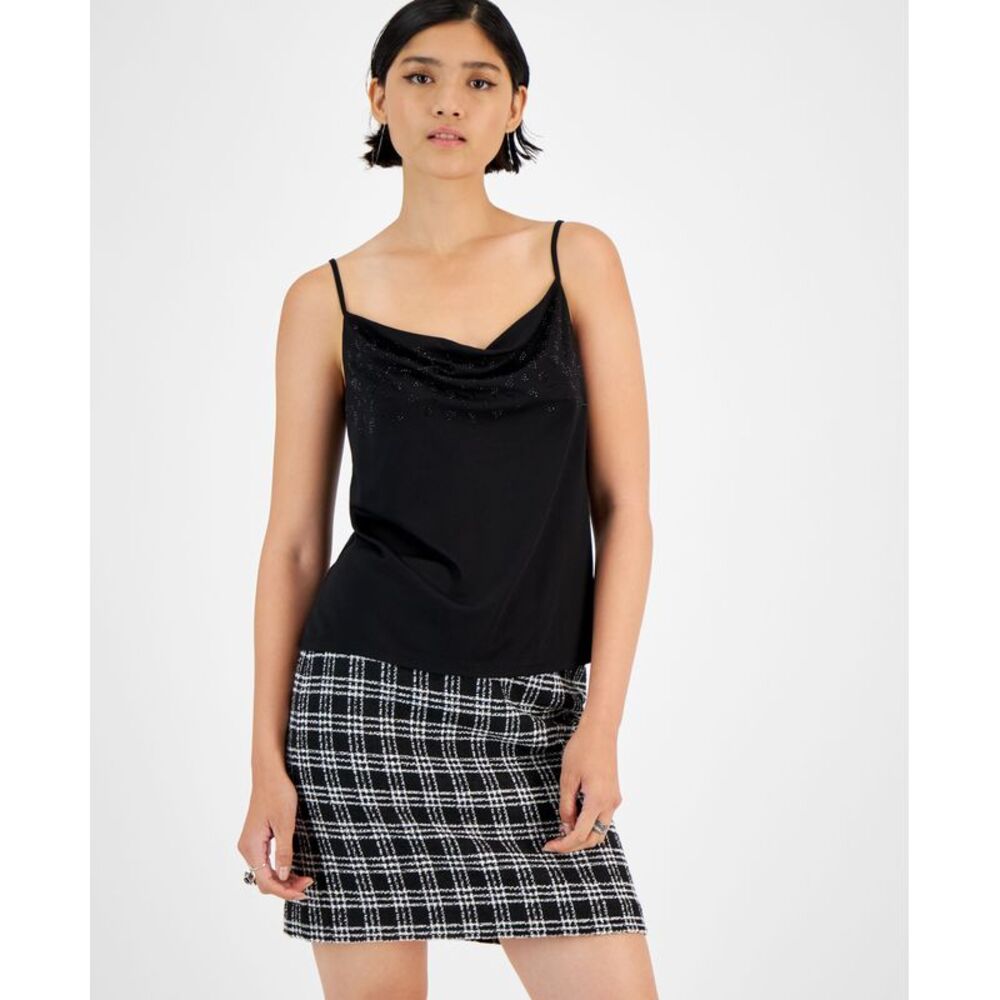 Bar III Womens Embellished Drape Neck Camisole Top